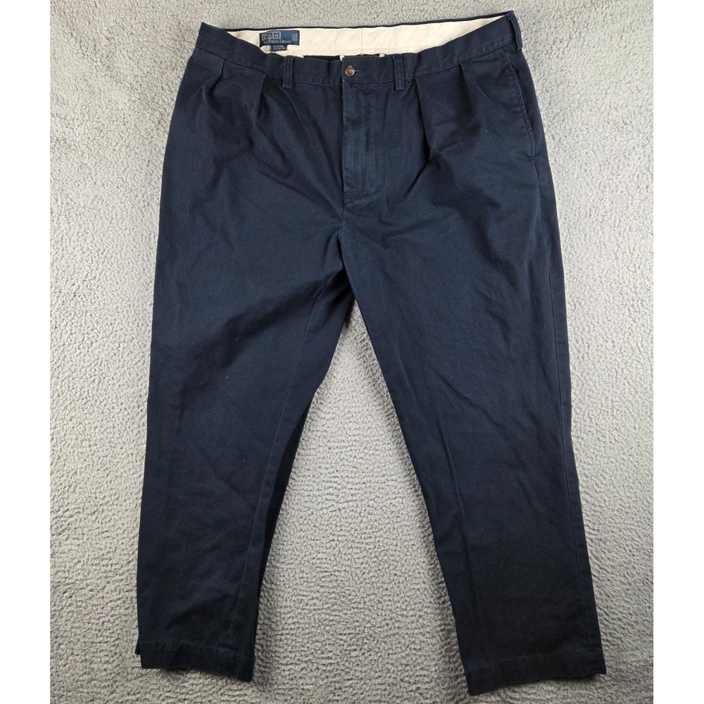 Polo‎ Ralph Lauren Pant Mens 42x30 (39x29) Blue Ethan Pleated Front 100% Cotton